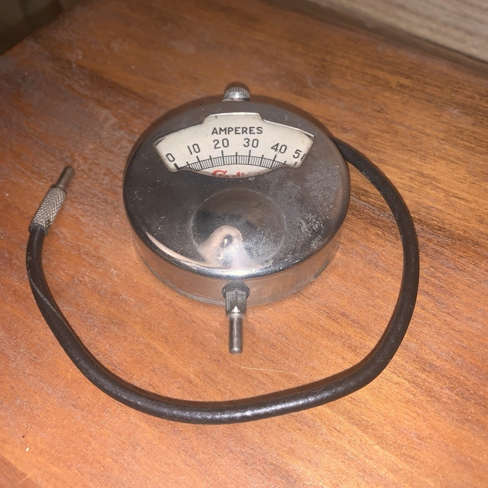 Vtg Automotive Panel‎ Gauge The Sterling Co. 0-50 Amp Meter Ammeter Amperes USA.